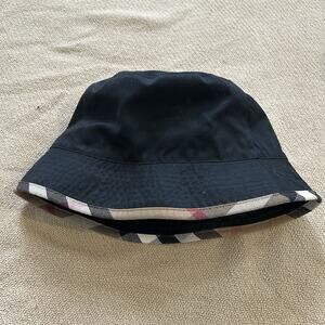 Burberry Black Nova Check Plaid Trim Bucket Hat